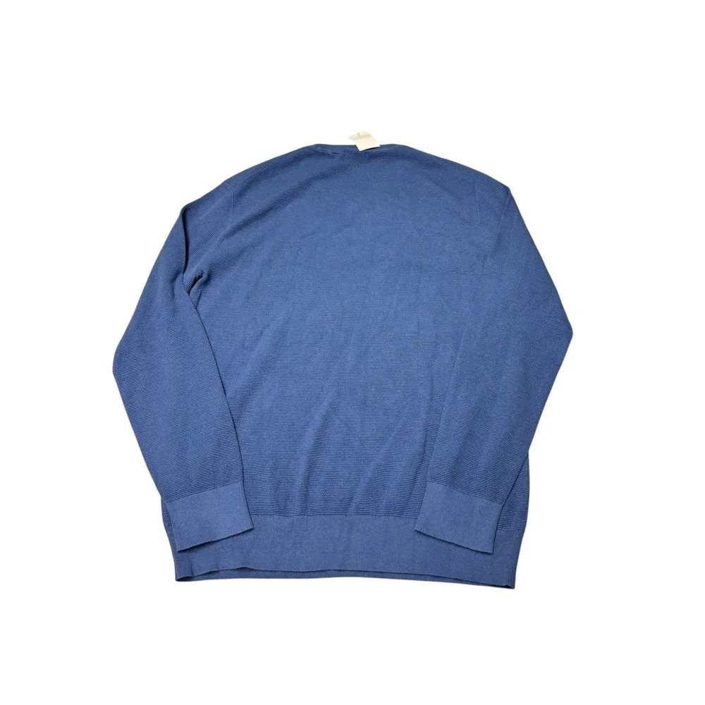 NWT J.Crew Mens Blue 100% Cotton moss-stitch Crewneck Sweater CQ757 Small